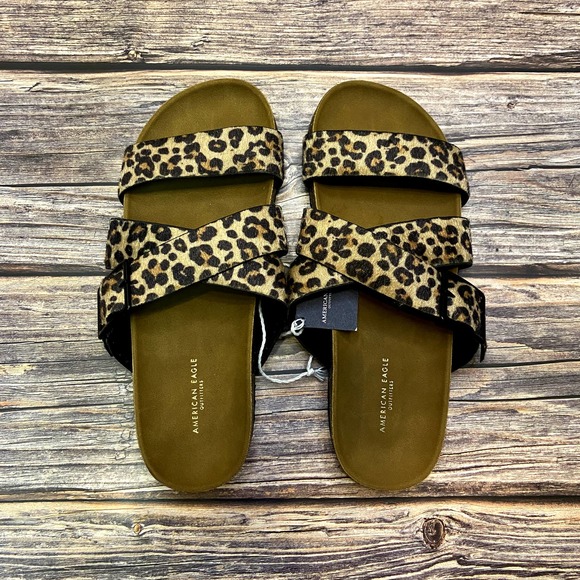 American Eagle Outfitters Shoes - American Eagle Leopard Print Cork Bottom Sandals Size 8 NWT Buckled Straps
